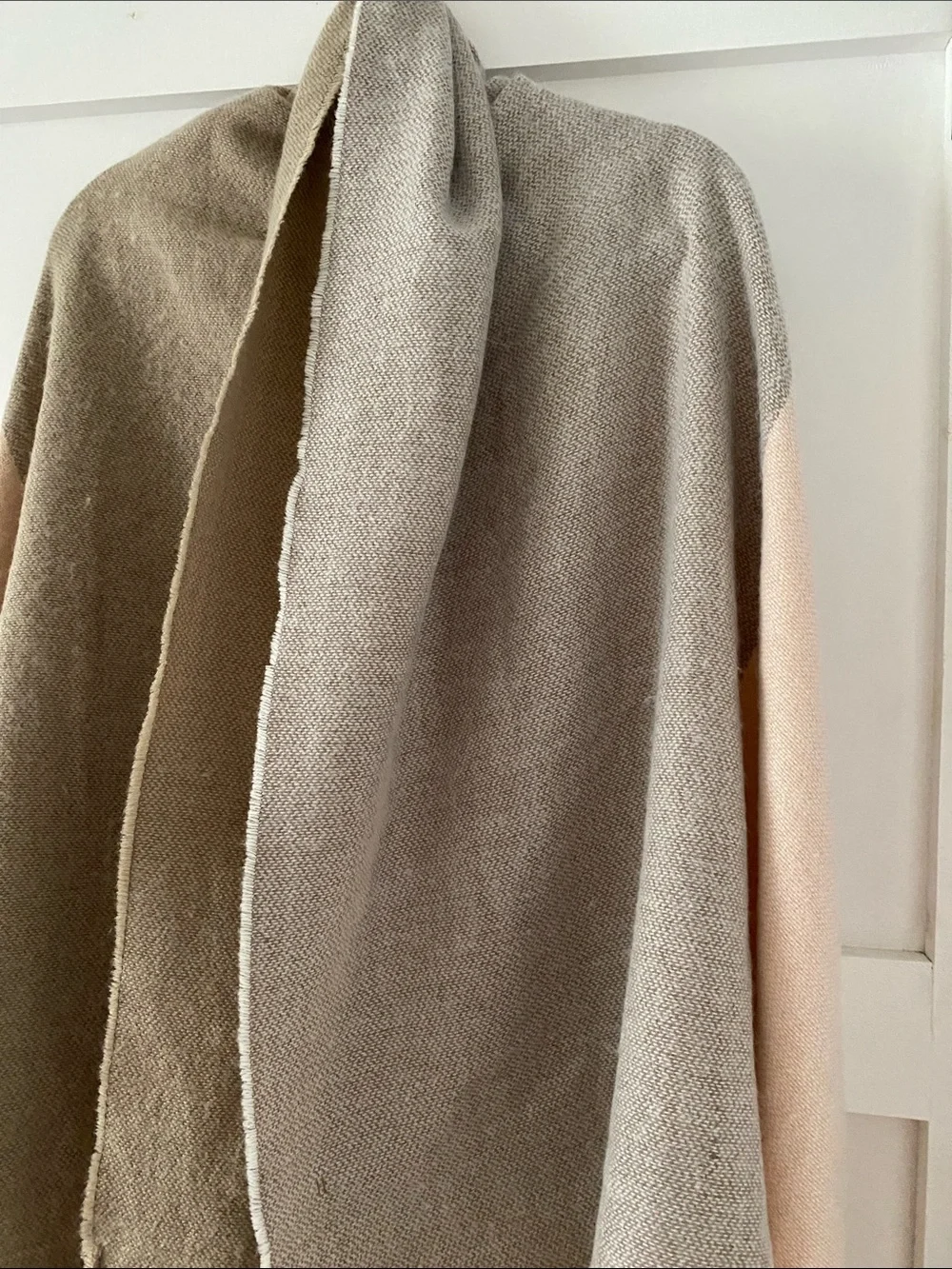 H&M Two-Tone Pink and Taupe Fringed Wrap Scarf